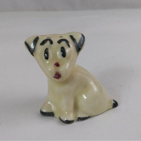 Vintage White Surprised Adorable Puppy Dog 2.25" Salt & Pepper Shakers Japan - Picture 2 of 13